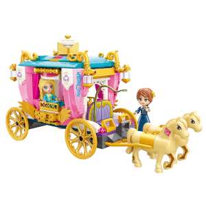Stavebnica QMAN® Leah Princess Carriage, 458 dielikov, kráľovský sprievod kočiarom, hračky pre princezné, stavebnice pre dievčatá - QMAN