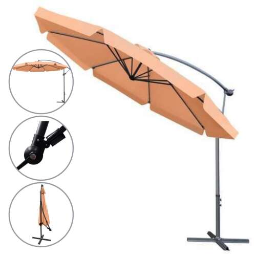 Malatec Deluxe összecsukható és dönthető kerti Napernyő 3,5m #barna