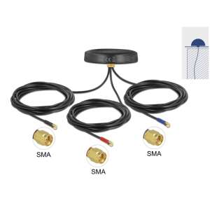 Delock többsávos LTE UMTS GSM GNSS antenna 3 SMA csatlakozóval kültéri használatra - IDE & SATA átalakító