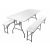 Malatec Premium White Folding Garden Table and Benches Set - Outdoor Furniture