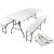 Malatec Premium White Folding Garden Table and Benches Set - Easy Storage