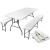 Malatec Premium White Folding Garden Table and Benches Set - Portable Design