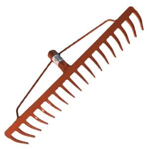 Greblă metalică portocalie cu 18 dinți - Greble