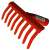 Orange garden rake with a short handle