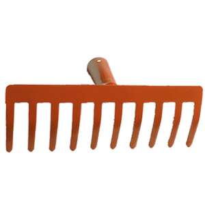 Narancssárga 10 fogú gereblye fa nyéllel - Kézi kerti szerszám