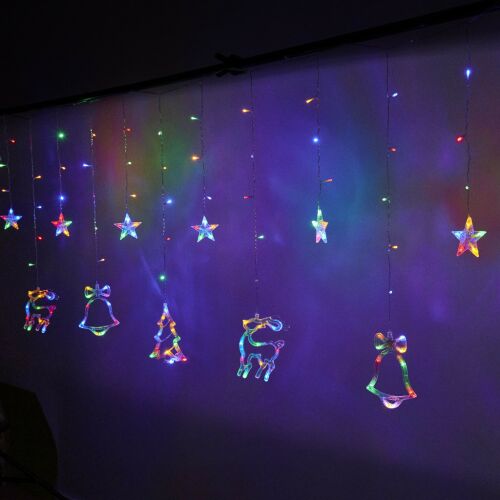 LED Reindeer Curtain Lights 2.5m 138LED Multicolor, Christmas decoration