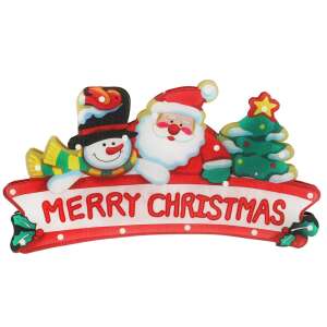 LED Christmas hanging lights Merry Christmas decoration 45cm with snowman, Santa Claus and Christmas tree, battery operated, white light - Nonbrand Christmas Decoration