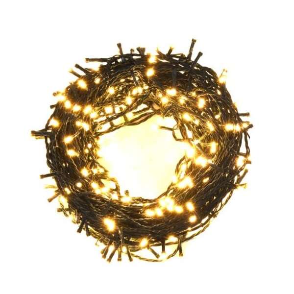 200LED karácsonyfa izzósor, fényfüzér, 12m, Meleg fehér