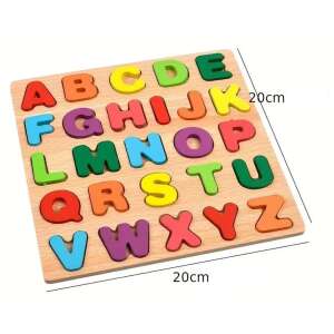 Fa oktató formaválogató színes puzzle kirakó abécé betűk fa táblán, fa ábécé puzzle, oktató játék - Puzzle & Kirakó