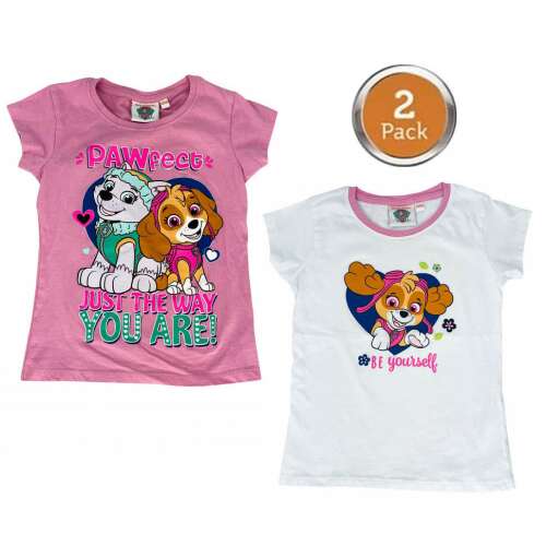 Paw Patrol lány rövid ujjú póló szett 2 db-os, Skye és Everest mintával, rózsaszín és fehér