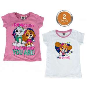 Paw Patrol 2 pack short sleeve t-shirt set for girls, featuring Skye and Everest, pink and white - Mancs Őrjárat