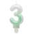 White-Green Ombre number 3 birthday candle