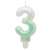 White-Green Ombre number 3 birthday candle