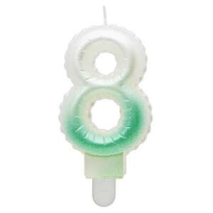 White-Green Ombre number 8 birthday candle - Birthday Candle & Cake Topper
