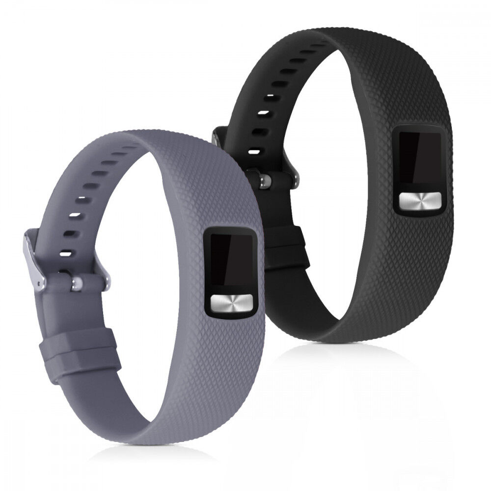 2-piece Strap Set Garmin Vivofit 4, kwmobile, Silicone, Black/Grey, 44228.22