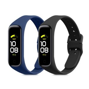 kwmobile Paski Zamienne do Samsung Galaxy Fit 2 Niebieski i Czarny na Smartwatchu - Pasek do inteligentnego zegarka