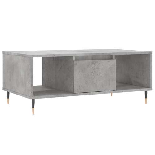 Betonszürke dohányzóasztal fiókkal és polcokkal, 90x50x36.5 cm - Dohányzóasztal