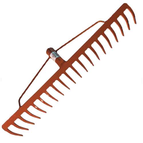 Oranžová kovová hrablička s 20 zubami