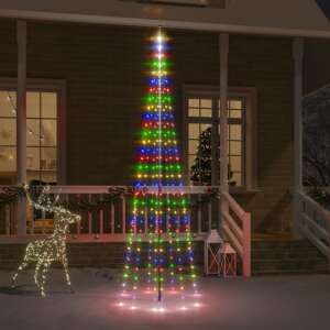 vidaXL karácsonyfa zászlórúdon 310 színes LED-del 300 cm 77155706 