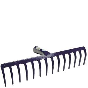 Gereblye 14 fogú MUTA Rechen, blau, wärmebehandelter Stahl, 14 Zähne, 36 cm lang, 9 cm breit - Gartengeräte