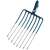 8-prong potato fork, MUTA, blue handle, gardening tool