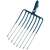 8-prong potato fork, MUTA, blue handle, gardening tool