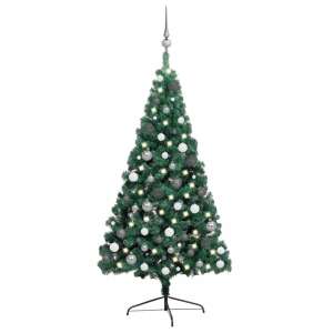 Zöld fél műkarácsonyfa LED fényekkel és gömbszettel 240 cm 77161118 
