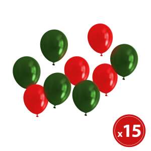 Set de baloane - rosu-verde, metalic - 15 buc / pachet 77323504 Decoratii si echipamente pentru petreceri
