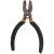 Handy lineman's pliers with black rubber handles and orange accents, isolated on a white background