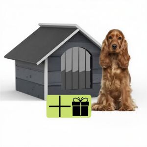 Pepita izolat Doghouse pentru câine mediu L + jucărie cadou #gri-alb