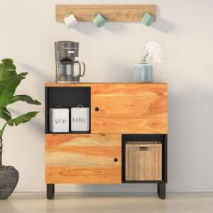 vidaXL tömör akácfa tálalószekrény 2 ajtóval 80 x 33 x 75 cm 77386862 - Nappali bútor