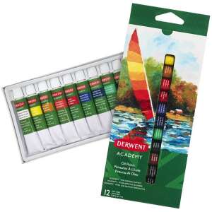 Set de vopsele de ulei Derwent Academy 12ml 12 culori, set de vopsele de ulei pentru începători și artiști - Vopsea Hobby