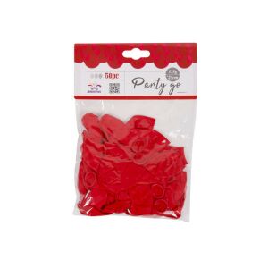 Party Go 50 Czerwone Balony, 25cm, Dekoracje na Imprezę - Bułka w powietrzu