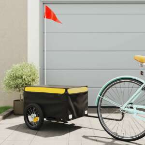 vidaXL fekete-citromsárga vas teherszállító kerékpár utánfutó 30 kg 77422558 Kerékpár utánfutó