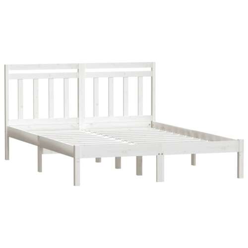 vidaXL fehér tömör fa ágykeret 150 x 200 cm (5FT King Size) 77426113 - Ágykeret