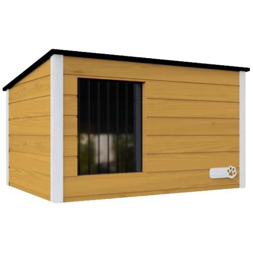 Chill insulated dog house XXL #beech, large dog house for outdoor use, weatherproof, insulated, with thermal door