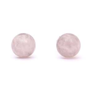 Rózsakvarc ásvány cabochon beszúrós fülbevaló nemesacél szerelékkel, 8 mm, nikkelmentes, "szerelem, szeretet köve "  77501556 