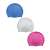 Silicone Swim Caps in Blue, Grey, and Pink