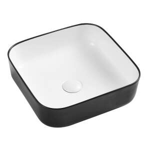 Wellis Azalea matt fekete-fehér pultra építhető porcelán mosdó 77459128 - Wellis