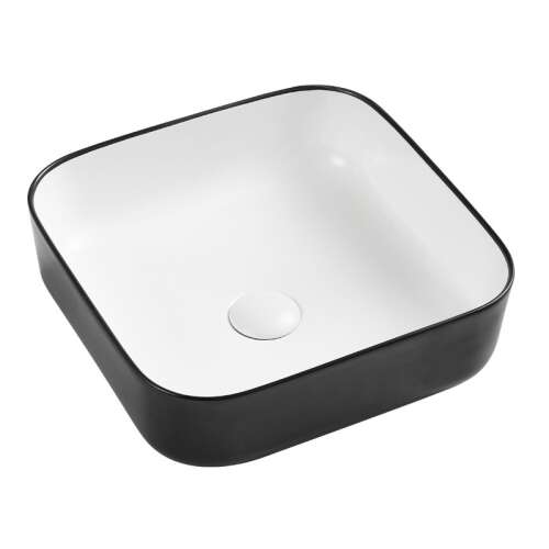 Wellis Azalea matt fekete-fehér pultra építhető porcelán mosdó 77459128