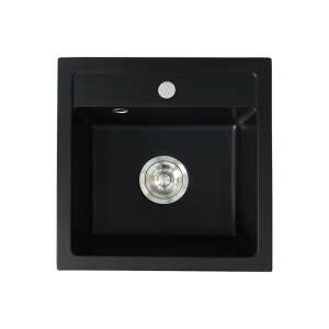 Chiuvetă pătrată Nia din granit, cu o singură cuvă, neagră 77477636 - Chiuvete de bucătărie