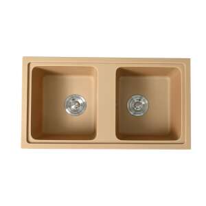 Tia szögletes két medencés gránit mosogató bézs 77479123 - Taca do zmywarki