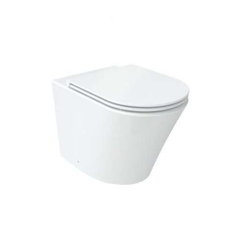 Wellis Clement rimless toilet, white, floor standing, side view