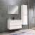 Leziter CUBE80A Cube 80 alsó fürdőszobabútor kerámia mosdóval 2 fiókos, magasfényű festett fehér, tükörrel és magas szekrény