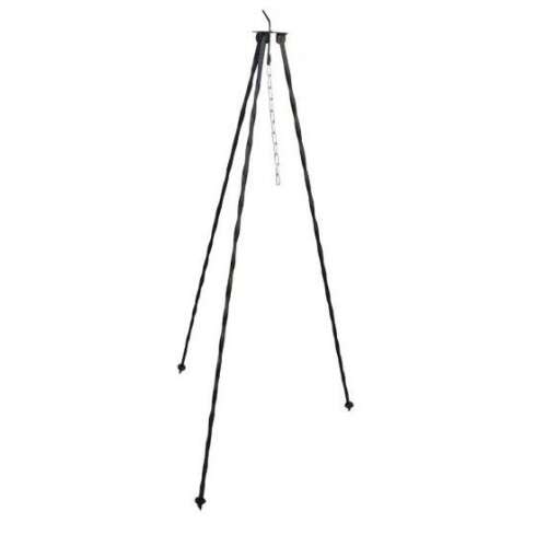 Black cauldron stand, 1 meter tall, tripod with chain