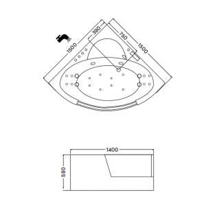 Wellis Tivoli E-Drive Touch hidromasszázs kád csaptelep nélkül 77492748 - Fürdőkád