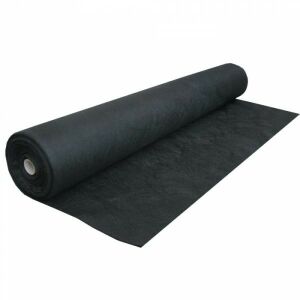 Roll of black geotextile fabric for soil stabilization and weed prevention - Weed barrier fabric
