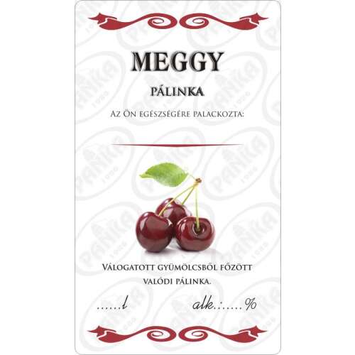 Cherry liqueur label, Meggy Pálinka, 50 pieces per pack