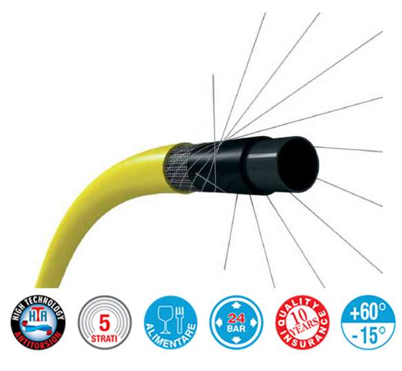 Trrico csavarodás mentes tömlő 3/4" 50m sárga