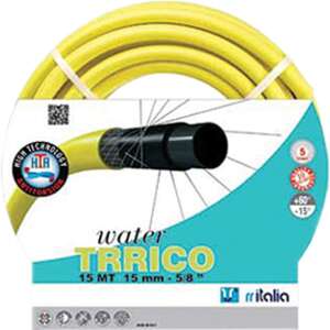 Trrico 15 meter yellow garden hose, 1/2 inch, anti-twist, high technology, 5 layers, food safe, 24 bar pressure, 10 years warranty, -15 to +60 degrees Celsius - Irrigation
